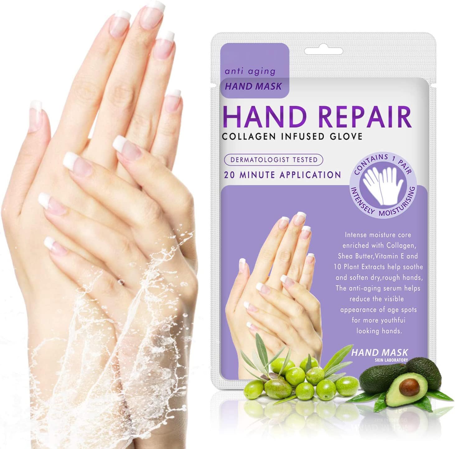 Generic hand mask glove after treatment smooth hands showing softer skin benefit