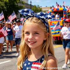 Generic brand bow detail with star motif highlighting patriotic styling
