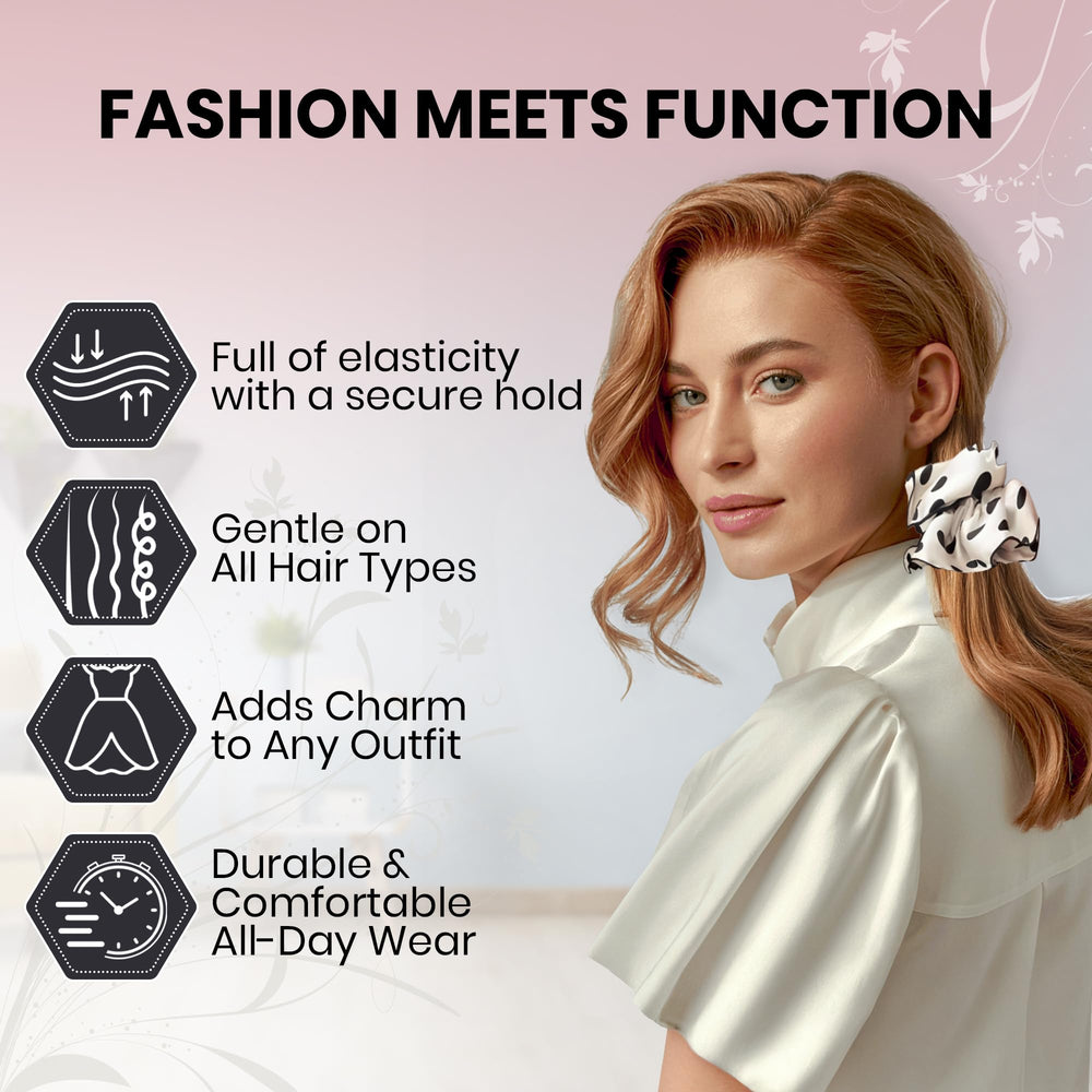 Generic hand tying a high ponytail with scrunchie showing secure and voluminous hold
