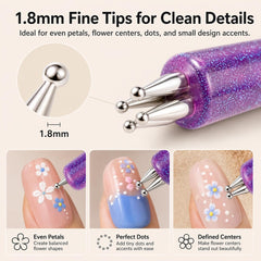 Generic in-use shot pressing pen to create a five-petal flower delivering fast floral designs