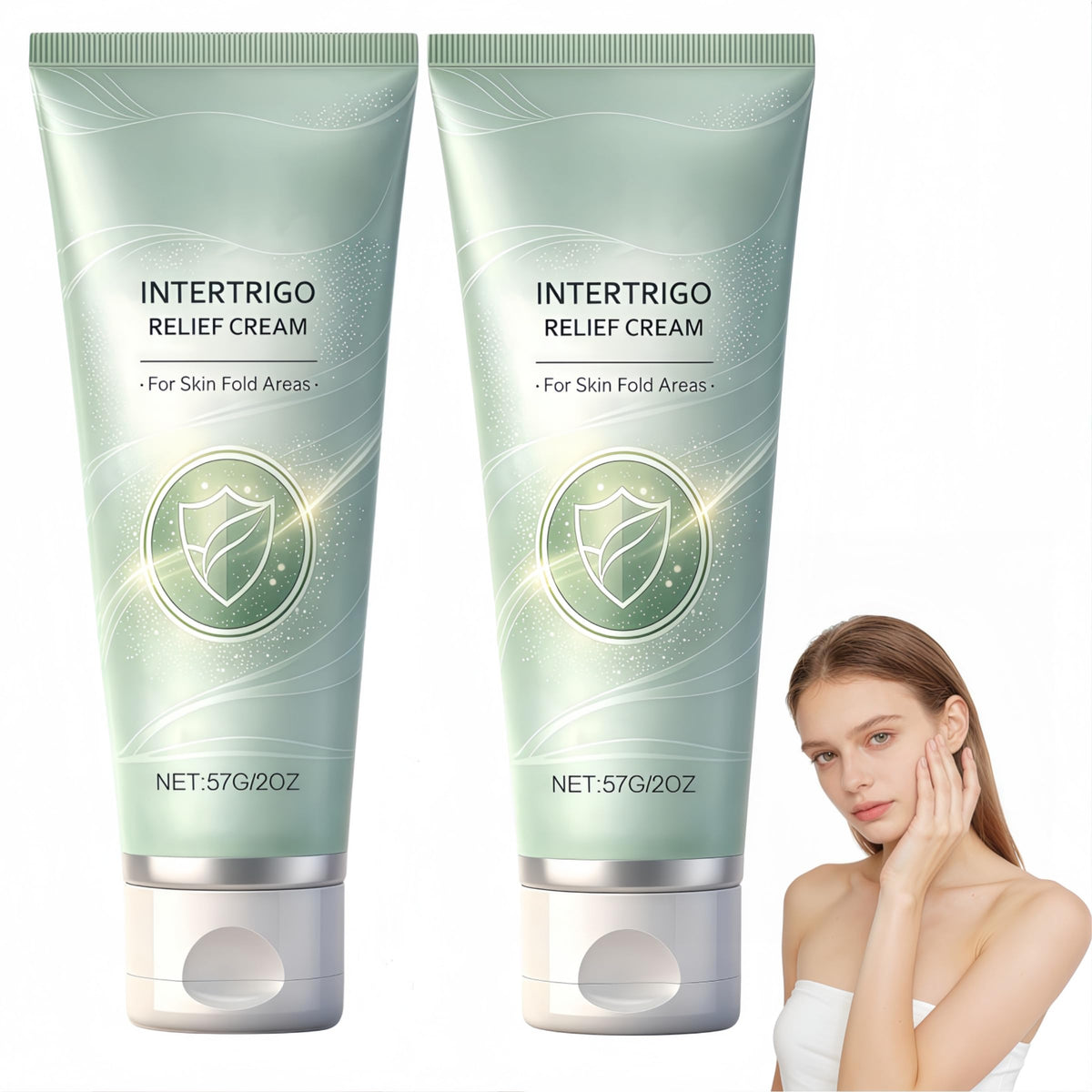 Generic Intertrigo Cream front tubes showing product and quantity, supports skin comfort