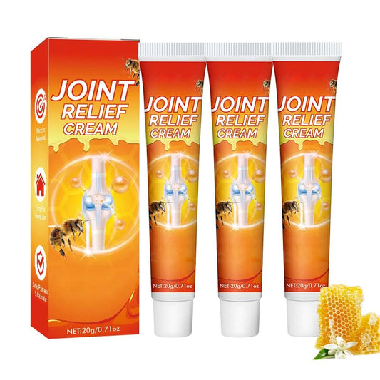 Generic joint relief cream tubes front view showing three-pack for convenience