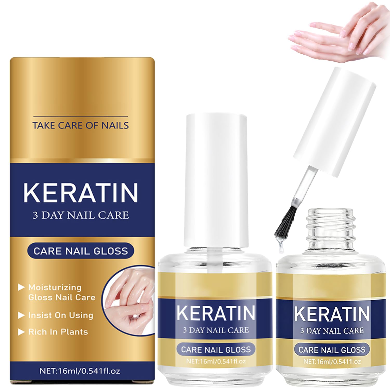 Generic keratin nail oil front bottle shows compact travel size and label benefit
