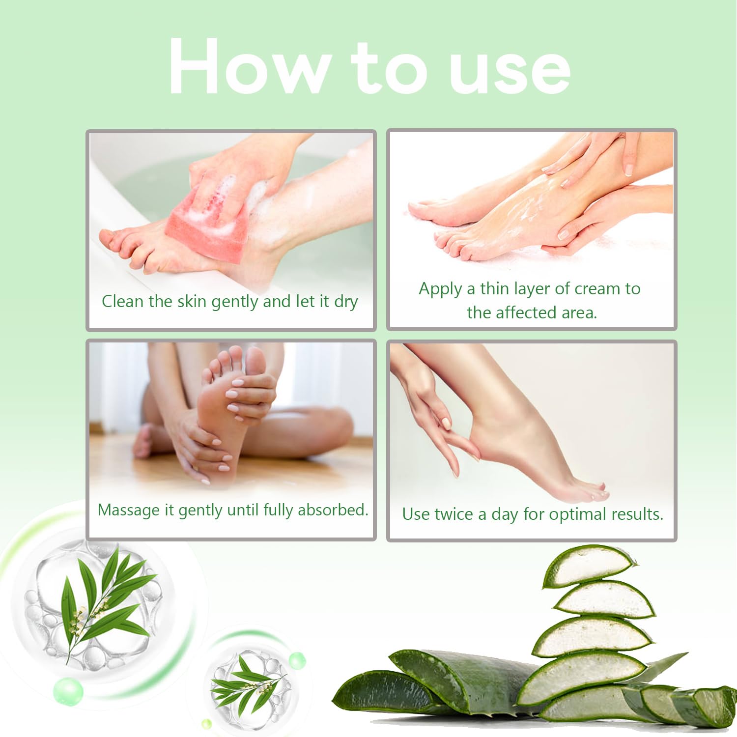 Generic label ingredients closeup showing urea, tea tree and aloe for concentrated care