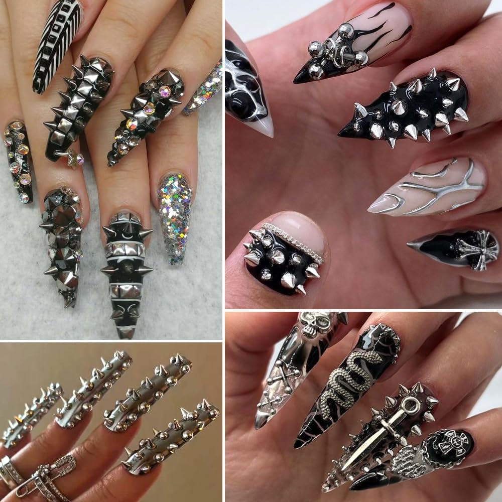 Generic festival manicure using studs for bold, standout decorative effect