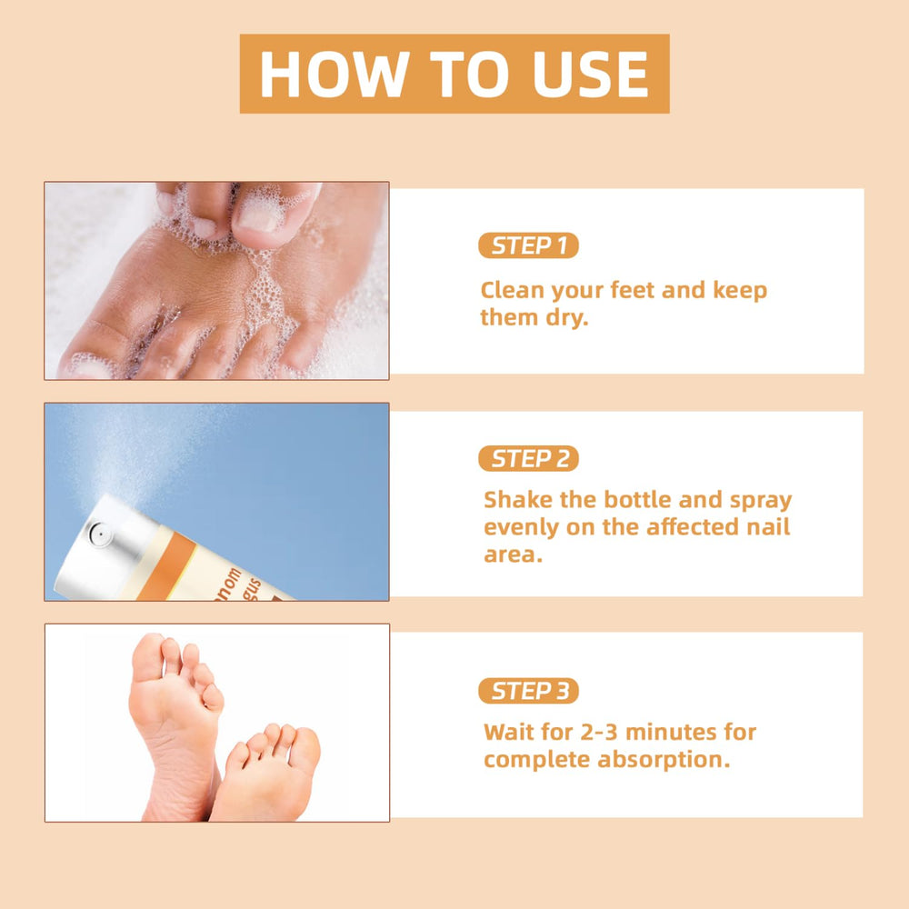 Generic lifestyle image applying spray to toenails for daily nail care