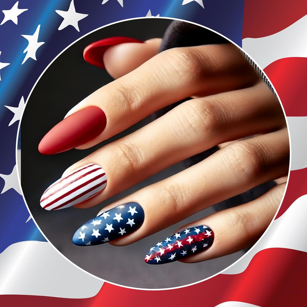 Generic lifestyle shot of patriotic manicure outdoors adding festive finishing touch