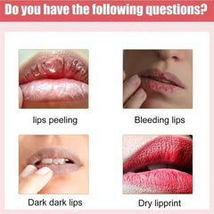 Generic lip serum in use application on lips demonstrating smooth finish