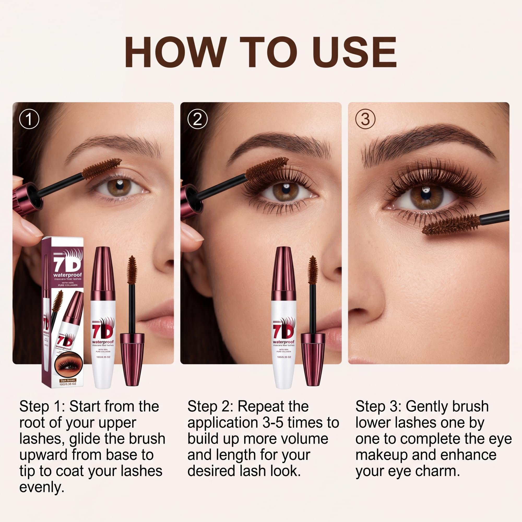 Generic mascara next to coin size comparison shows full-size tube and travel practicality