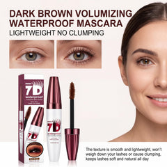 Generic mascara wand close-up shows precision bristles lifting lashes for defined volume