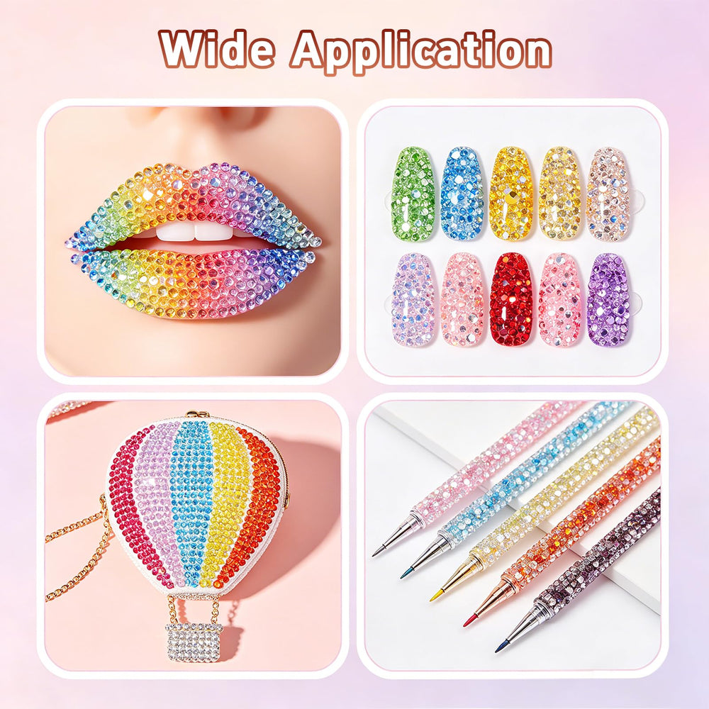Generic nail art scene with gems applied for detailed manicure embellishment benefit