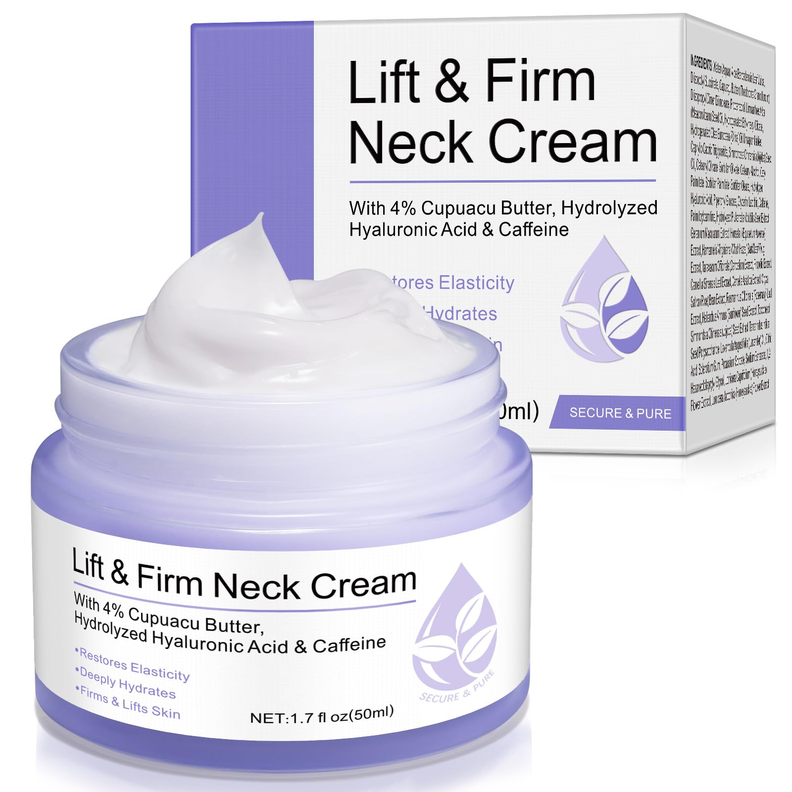 Generic neck cream front packaging showing jar and clean design for easy identification and shelf appeal