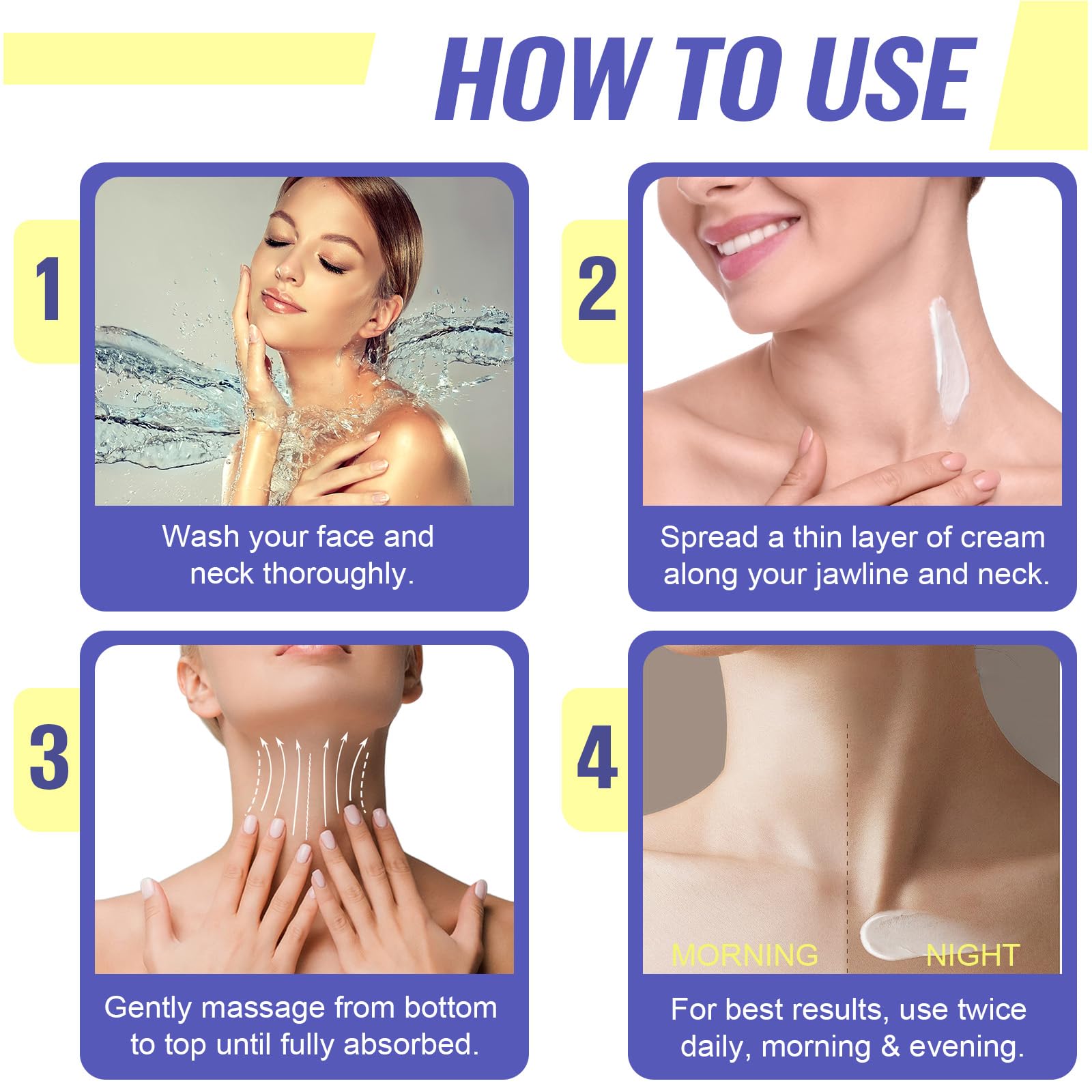 Generic neck cream neck before and after scale image illustrating visible smoothing and firmer-looking skin