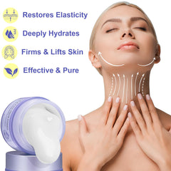 Generic neck cream texture closeup displaying silky cream and fast-absorbing finish for smooth application