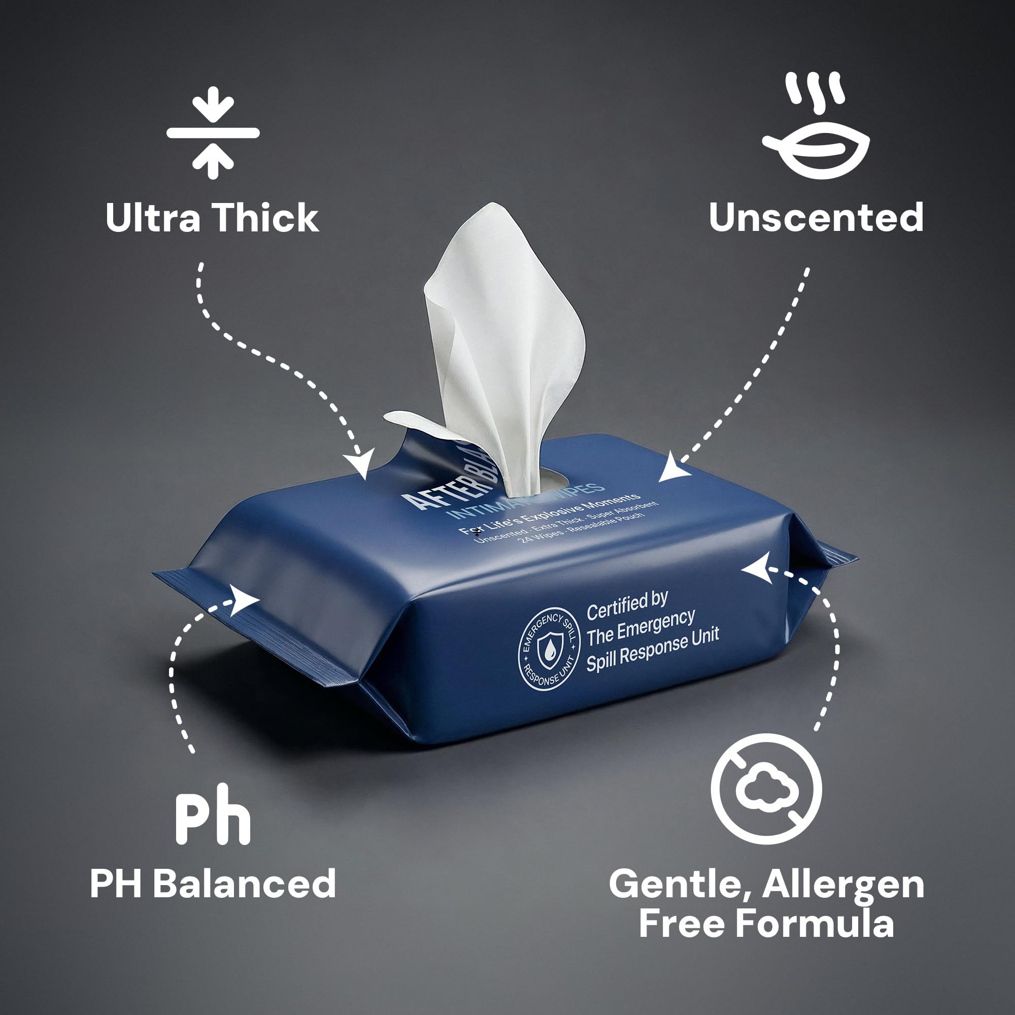 Generic brand pack on a nightstand near lamp and phone, ready for quick after-hours use
