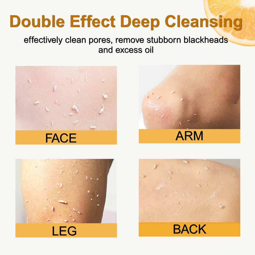 Application of Generic orange gel on face demonstrating pore-cleansing action