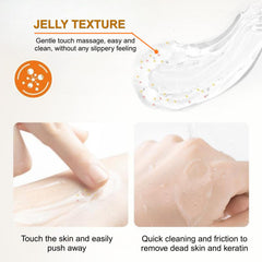 Generic gel being used on body knee area showing smooth, moisturized skin