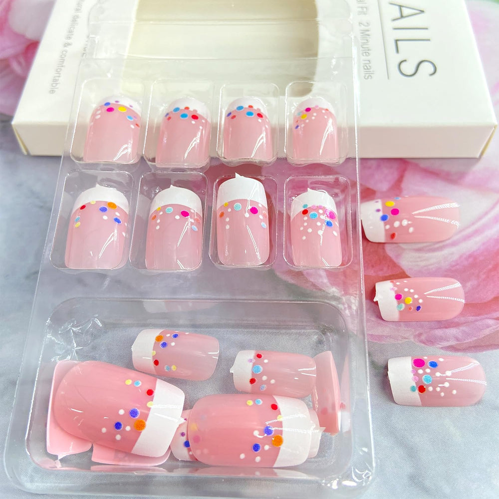 Generic colorful pattern detail on nail emphasizing unique accent and eye-catching style