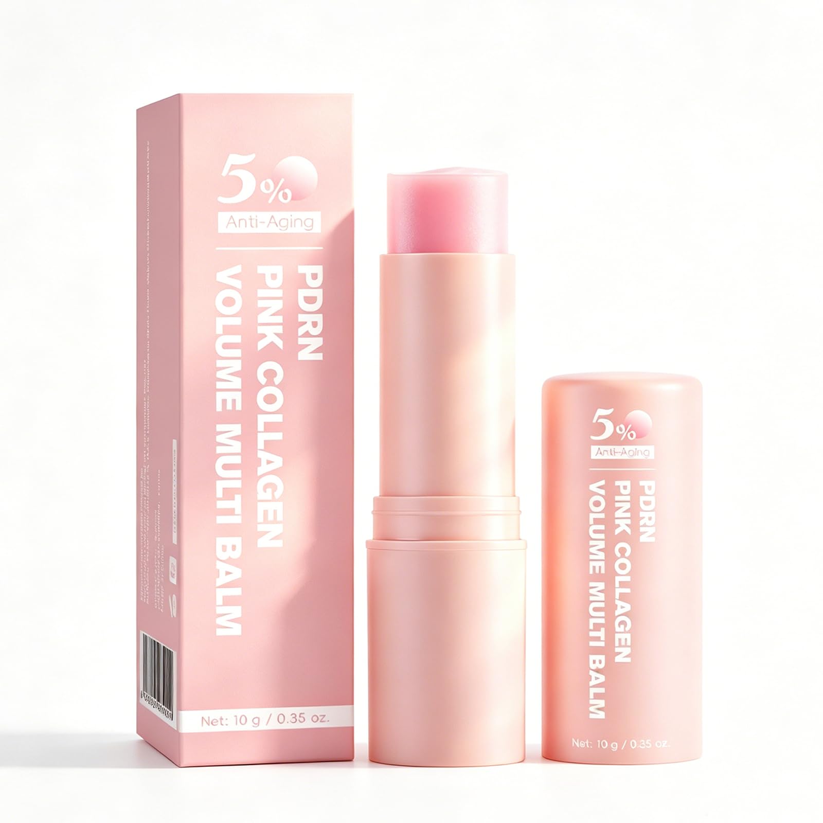 Generic PDRN Pink Collagen front packaging shows compact travel-ready balm