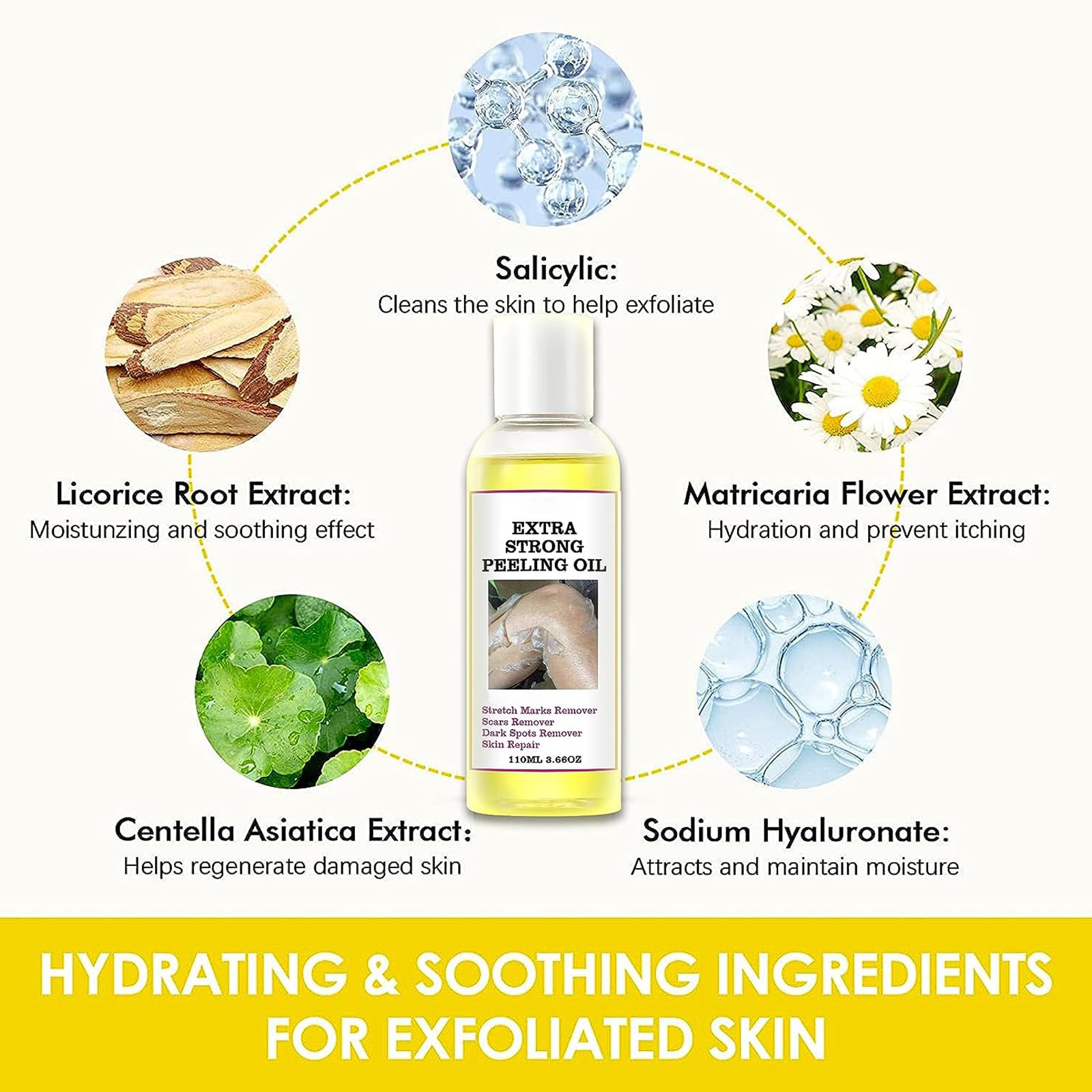 Generic peeling oil being rinsed away showing gentle removal benefit