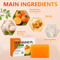 Generic persimmon soap close-up texture, creamy lathering for moisturizing cleanse