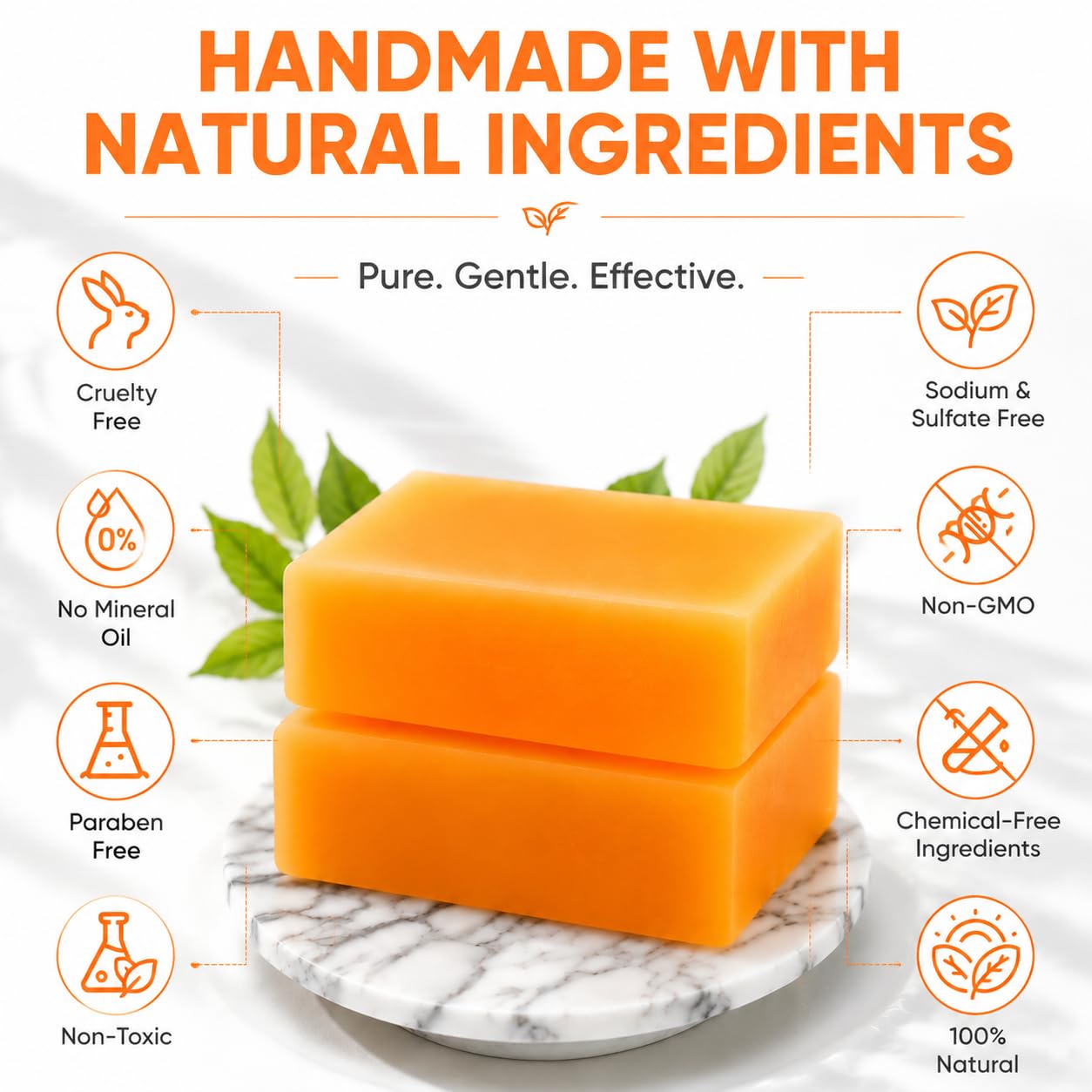 Generic persimmon soap size comparison in hand showing compact 3.53 oz bar