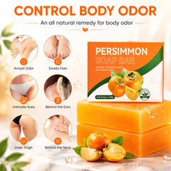 Generic persimmon soap packed in toiletry kit for easy odor control on travel