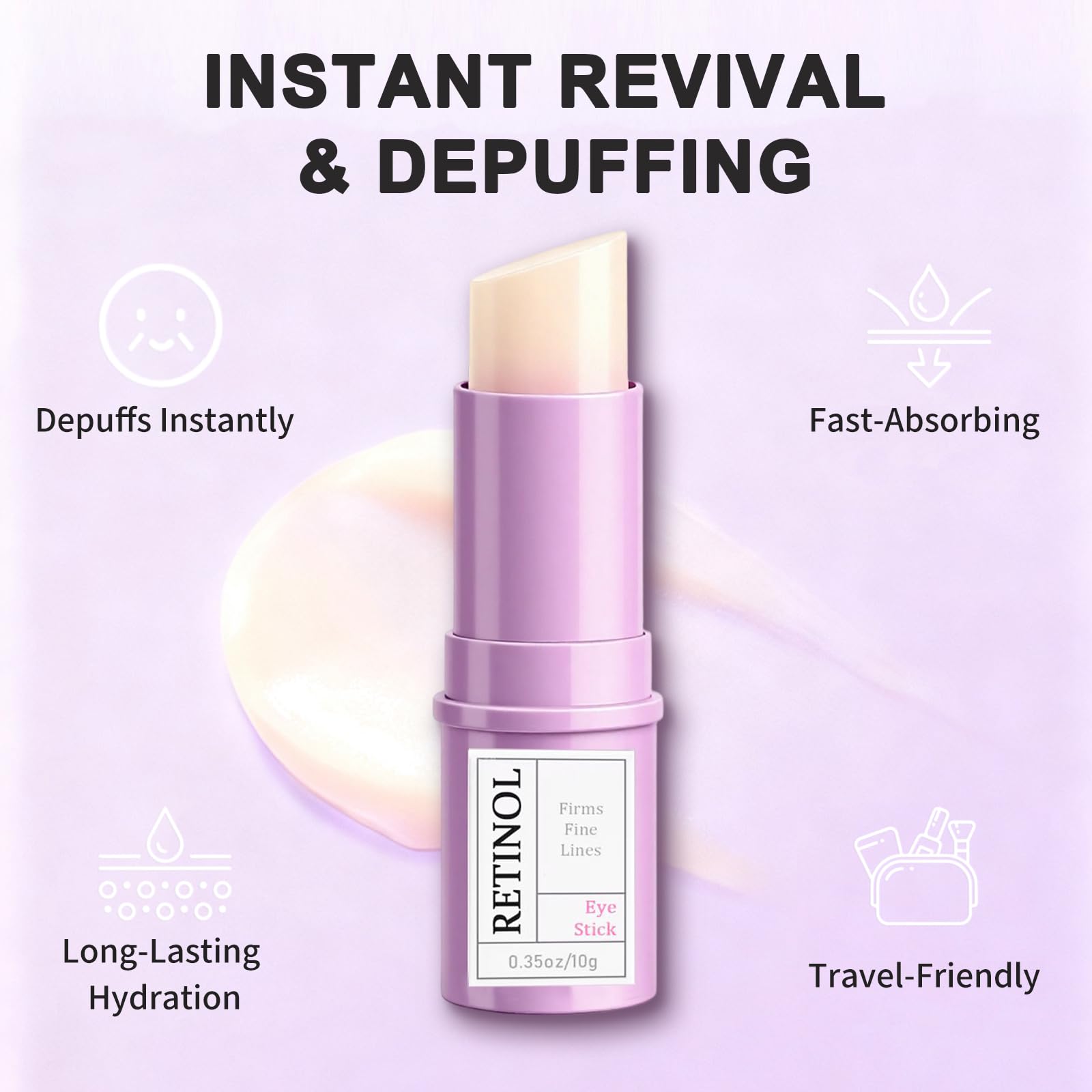 Generic retinol eye stick applicator detail illustrating precise mess-free application