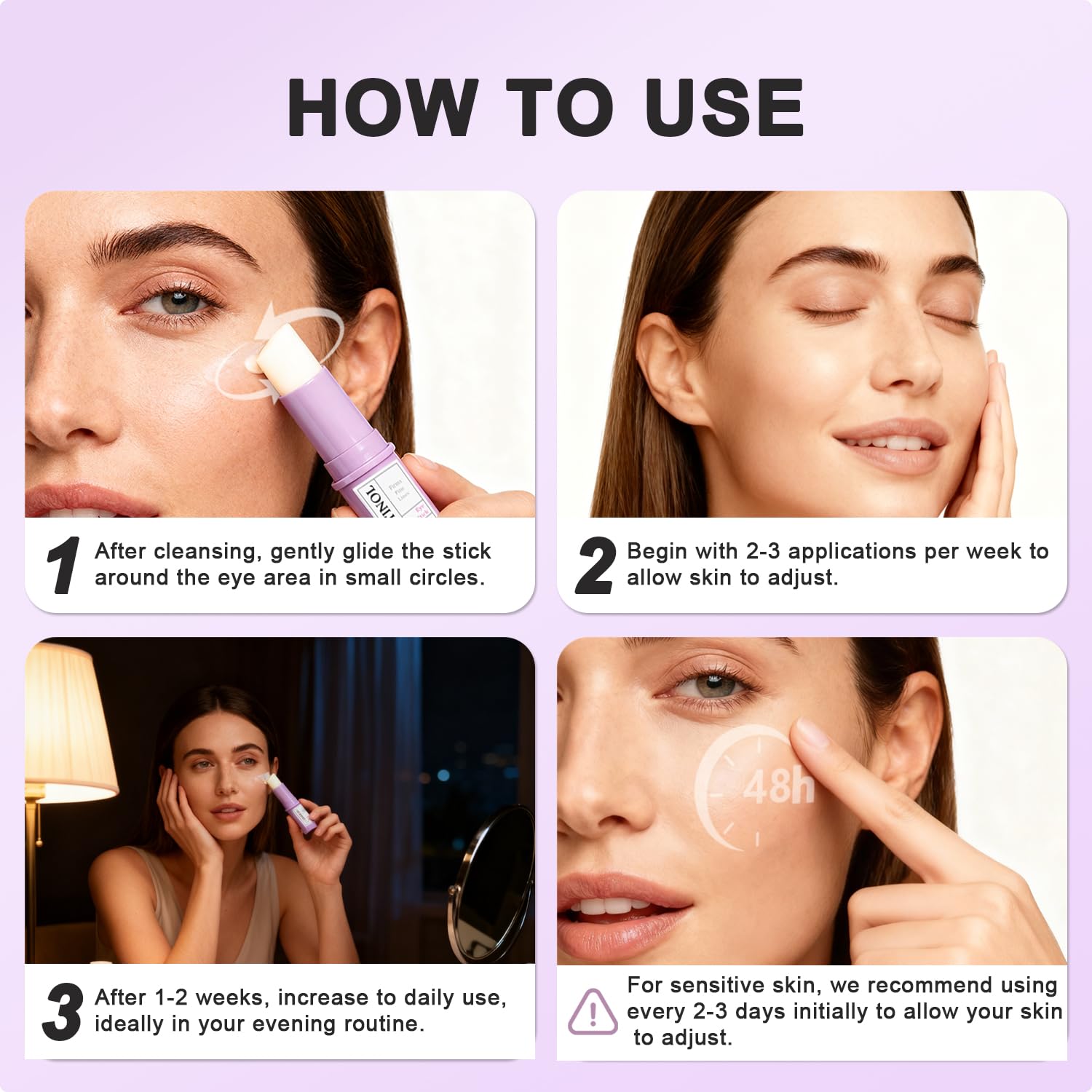 Generic retinol eye stick label and ingredients list showing active actives