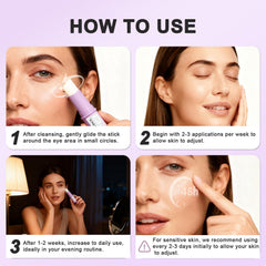 Generic retinol eye stick label and ingredients list showing active actives