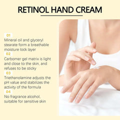 Generic retinol hand cream massaged into cuticles illustrating nail and cuticle conditioning benefit