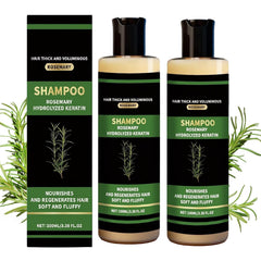 Generic rosemary shampoo front bottle showing packaging and brand benefits