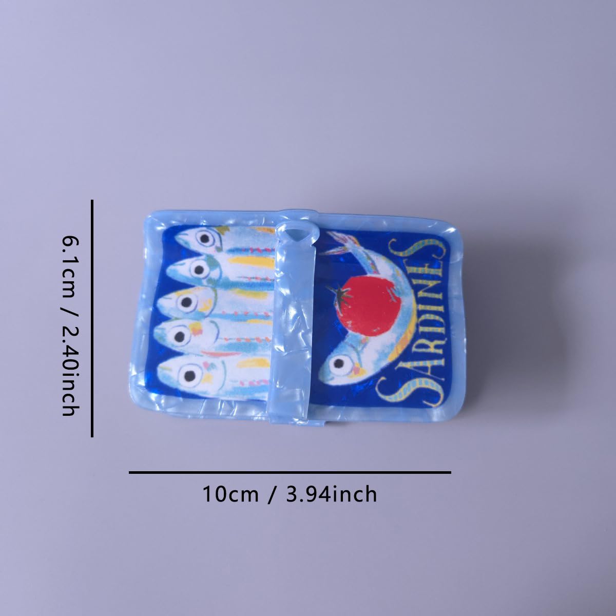 Generic sardine can clip side profile demonstrating smooth acrylic comfort fit