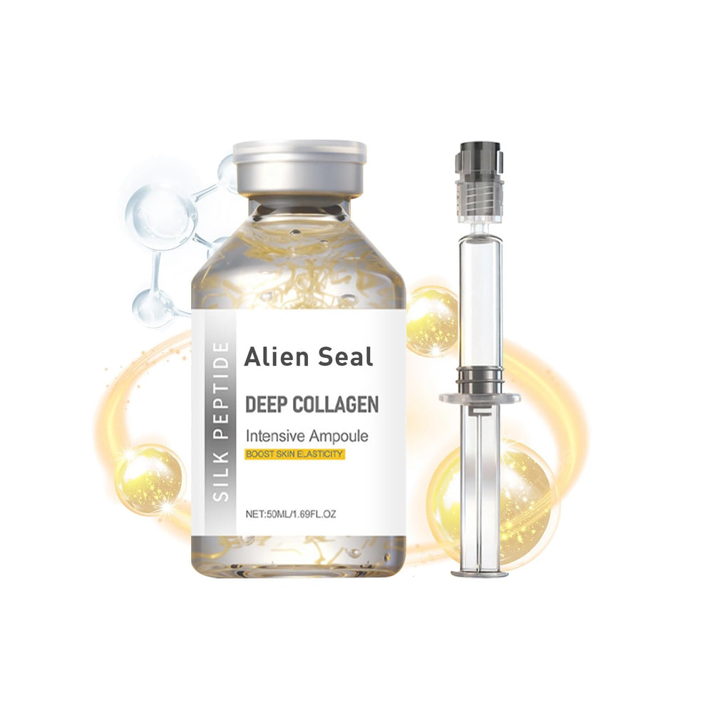 Generic silk peptide ampoule front packaging showing label and bottle, highlights clarity and purity
