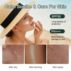 Generic before and after skin comparison showing even, non-white finish