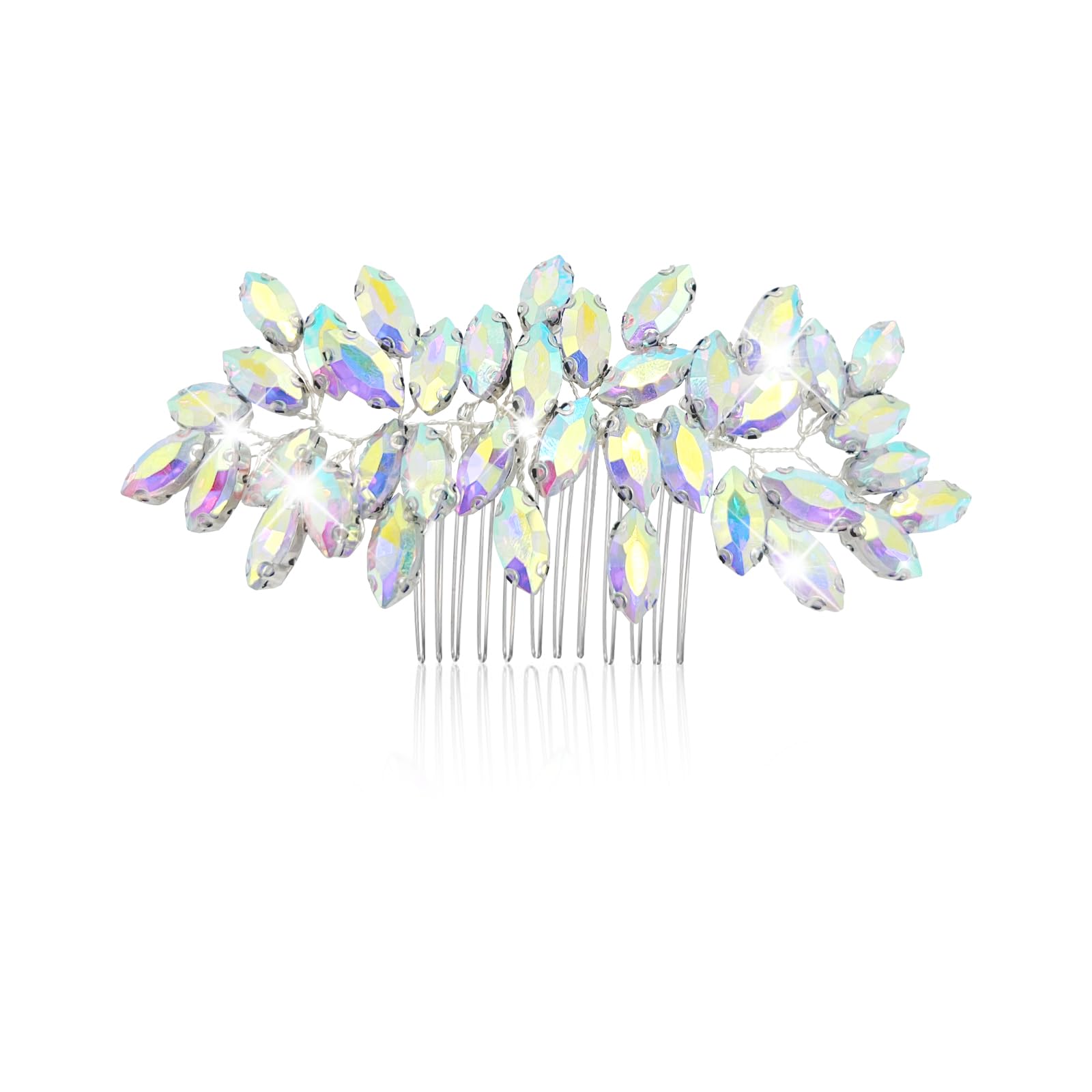 Generic brand silver rhinestone comb front view showing polished look and subtle sparkle