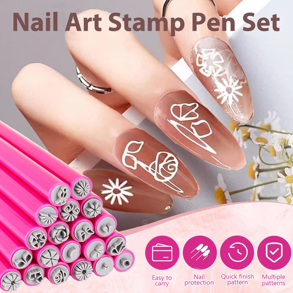 Generic brand hand using pen to stamp nail demonstrating easy application and control