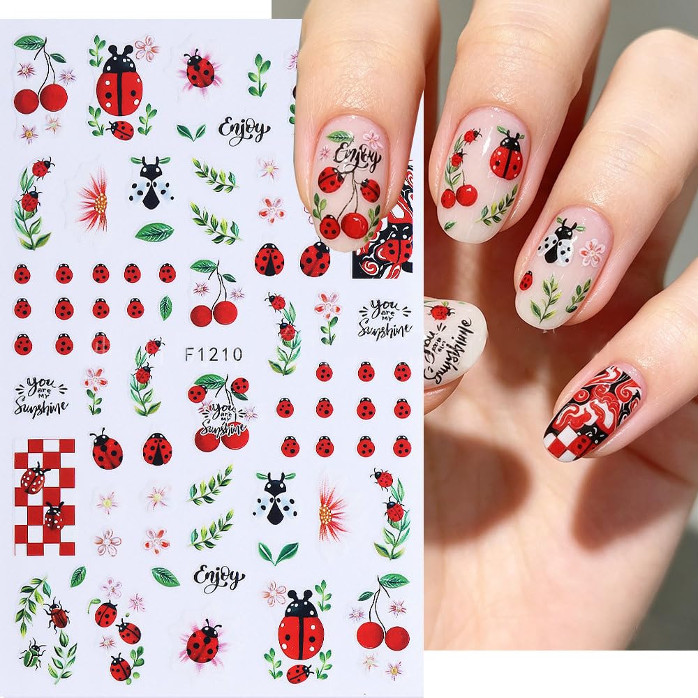 Generic strawberry pattern layout displaying varied sizes for versatile nail looks