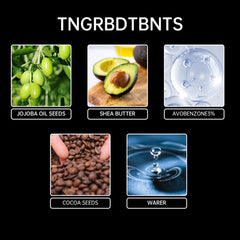 Generic sunscreen ingredient label close-up showing clean formula benefits
