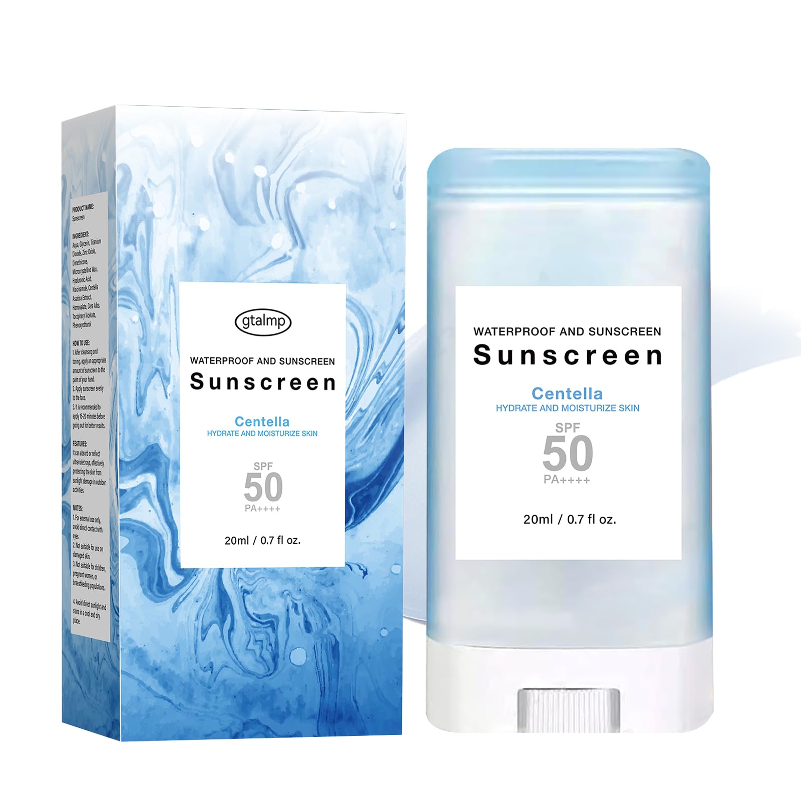 Generic suncream stick front packaging showing compact protector
