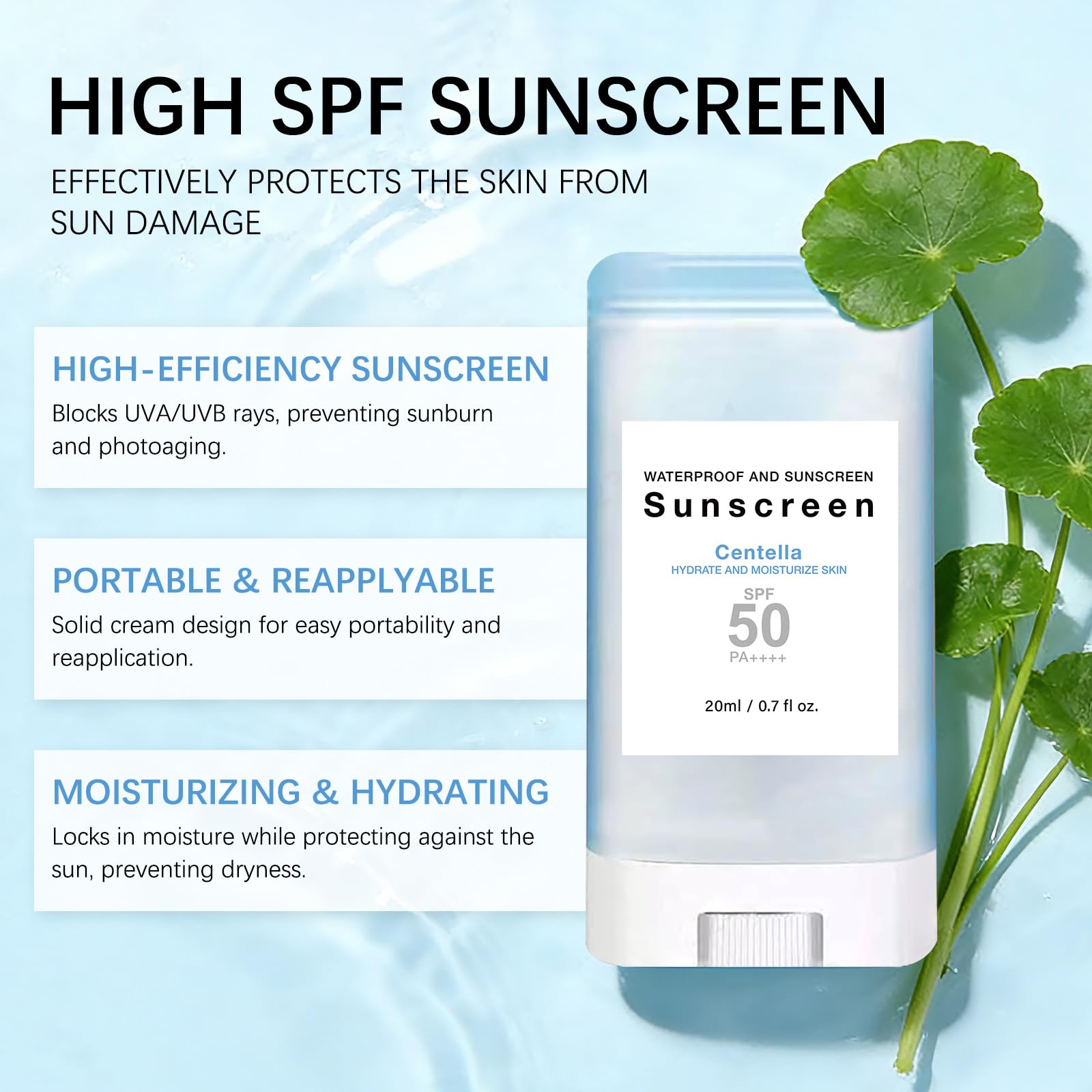 Generic suncream stick creamy texture close-up for lightweight hydration