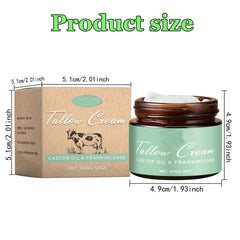 Generic tallow cream applied to cheek area demonstrating gentle facial hydration benefit