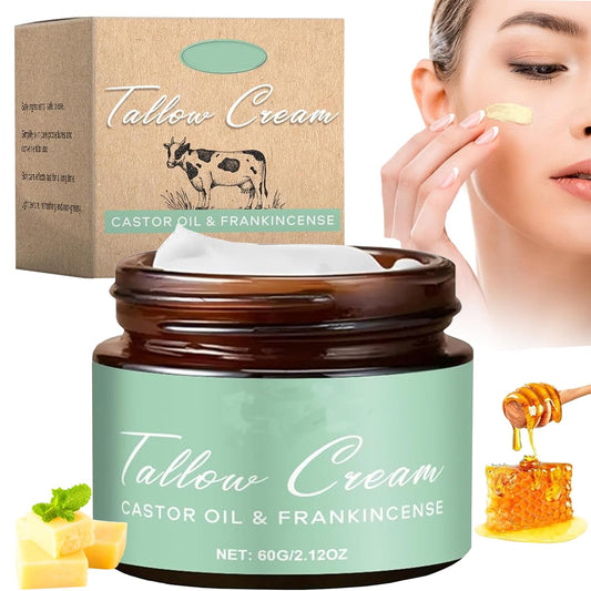 Generic grass-fed tallow cream jar front view showing compact packaging and portability