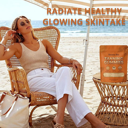 Generic tanning gummies close-up tablets showing texture and chewable form benefit