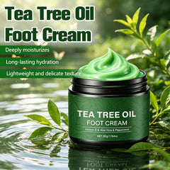 Generic tea tree foot cream tube with cap off ready to dispense quickly
