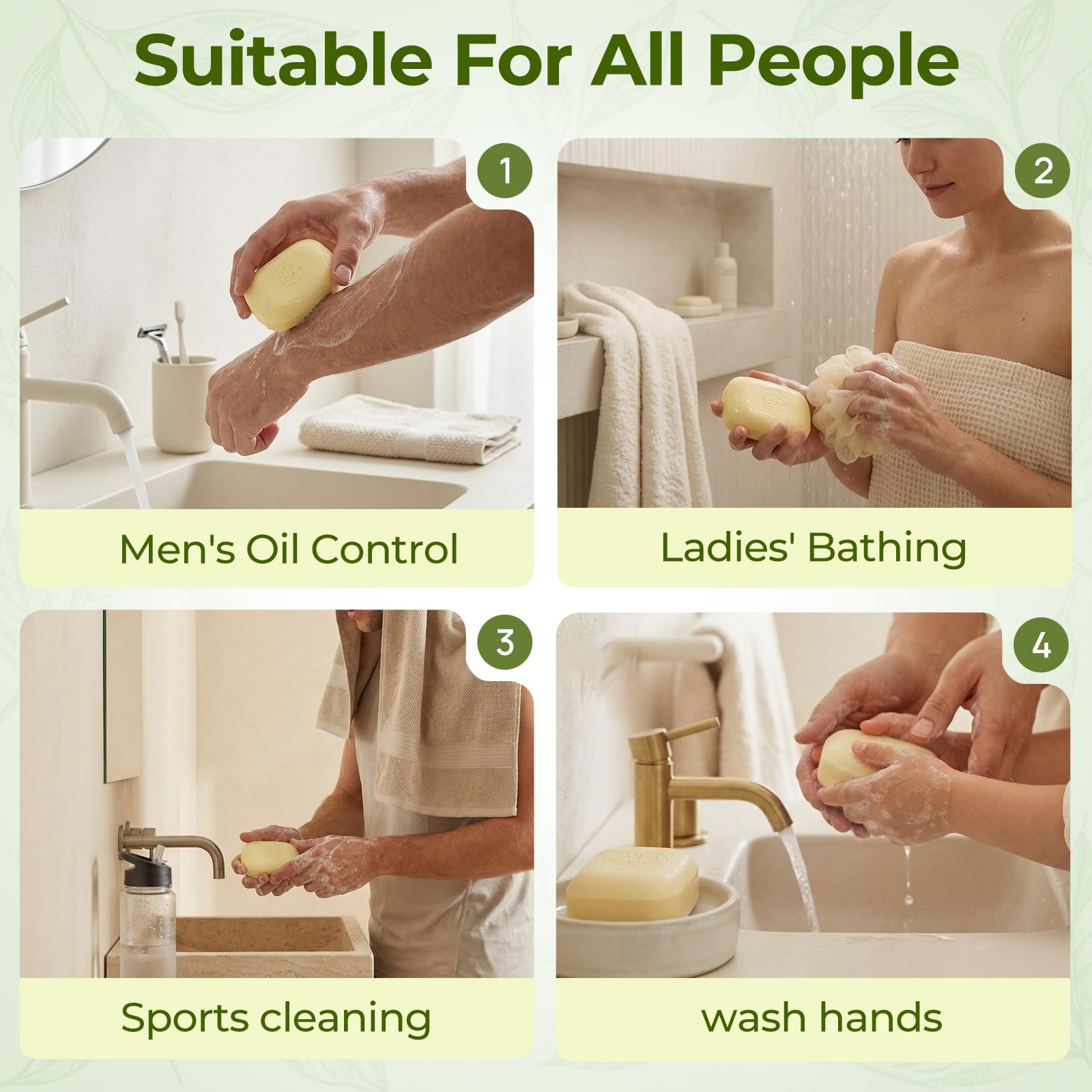Generic tea tree soap label details showing ingredient list and plant-based formula