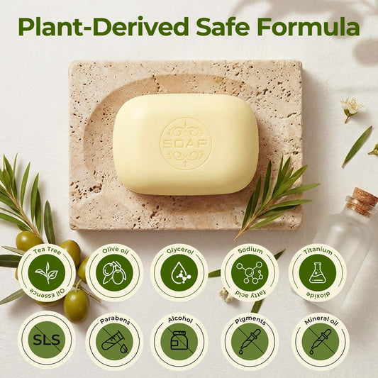 Generic tea tree soap texture close-up highlighting smooth handcrafted surface