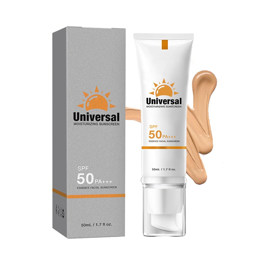 Generic tinted sunscreen front packaging showing SPF 50 protection and travel size benefits