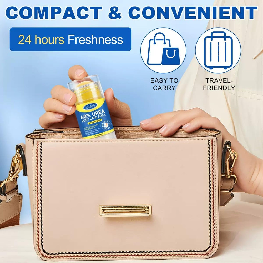Generic product staged in bathroom showing daily foot-care routine benefit