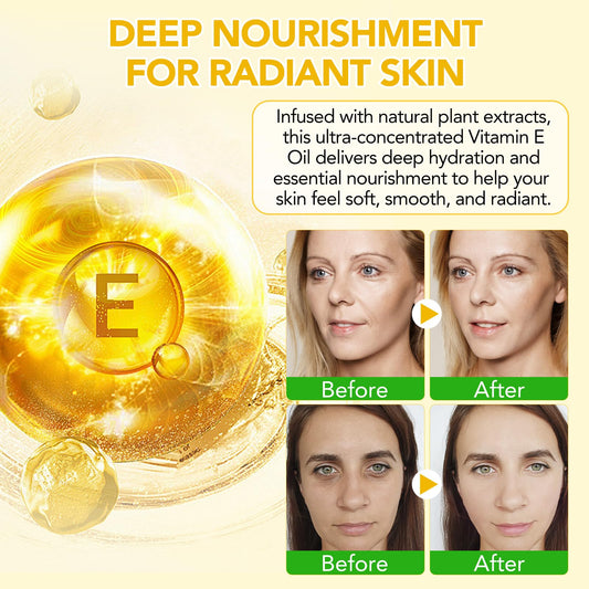 Generic vitamin E oil texture close-up illustrating lightweight oil consistency for fast absorption benefit